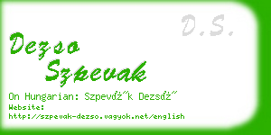 dezso szpevak business card